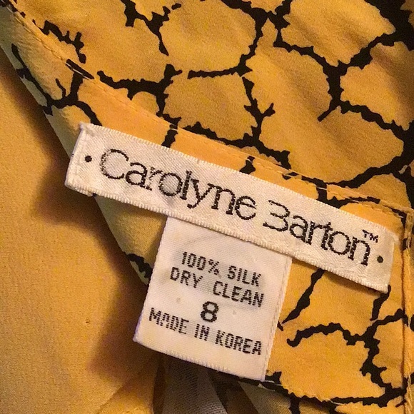 Carolyne Barton vintage yellow/black silk dress size 8 - Picture 15 of 16